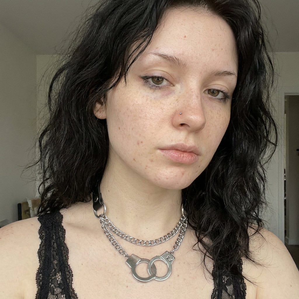 Interlocked Handcuff Layered Chain Choker