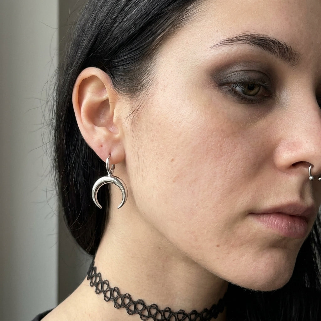 Crescent Horn Huggie Hoop Earrings