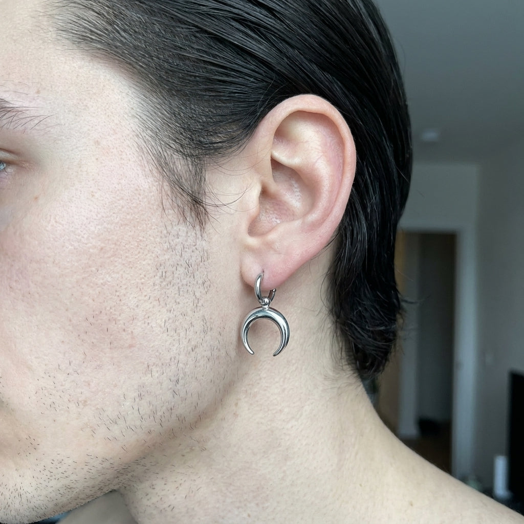 Crescent Horn Huggie Hoop Earrings