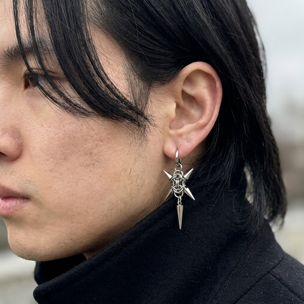Spiked Chainmail Cluster Dagger Earrings