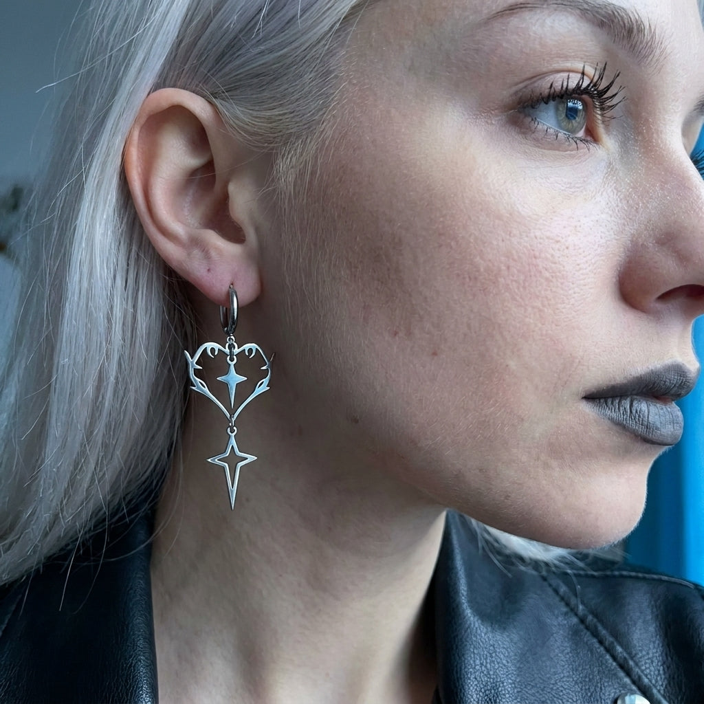Thorn Heart & Falling Star Hoop Earrings