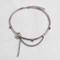 Silver Rose Draped Chain Collar Necklace