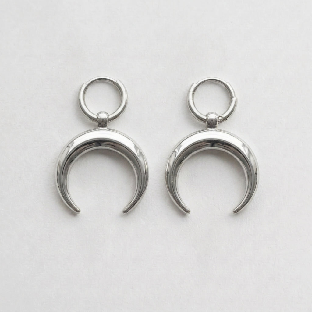 Crescent Horn Huggie Hoop Earrings