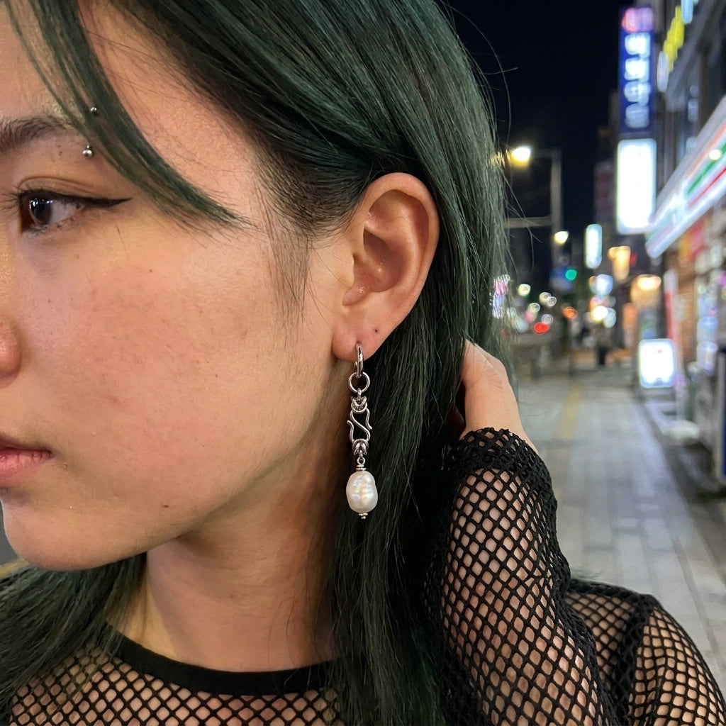Wire Knot Baroque Pearl Drop Earrings