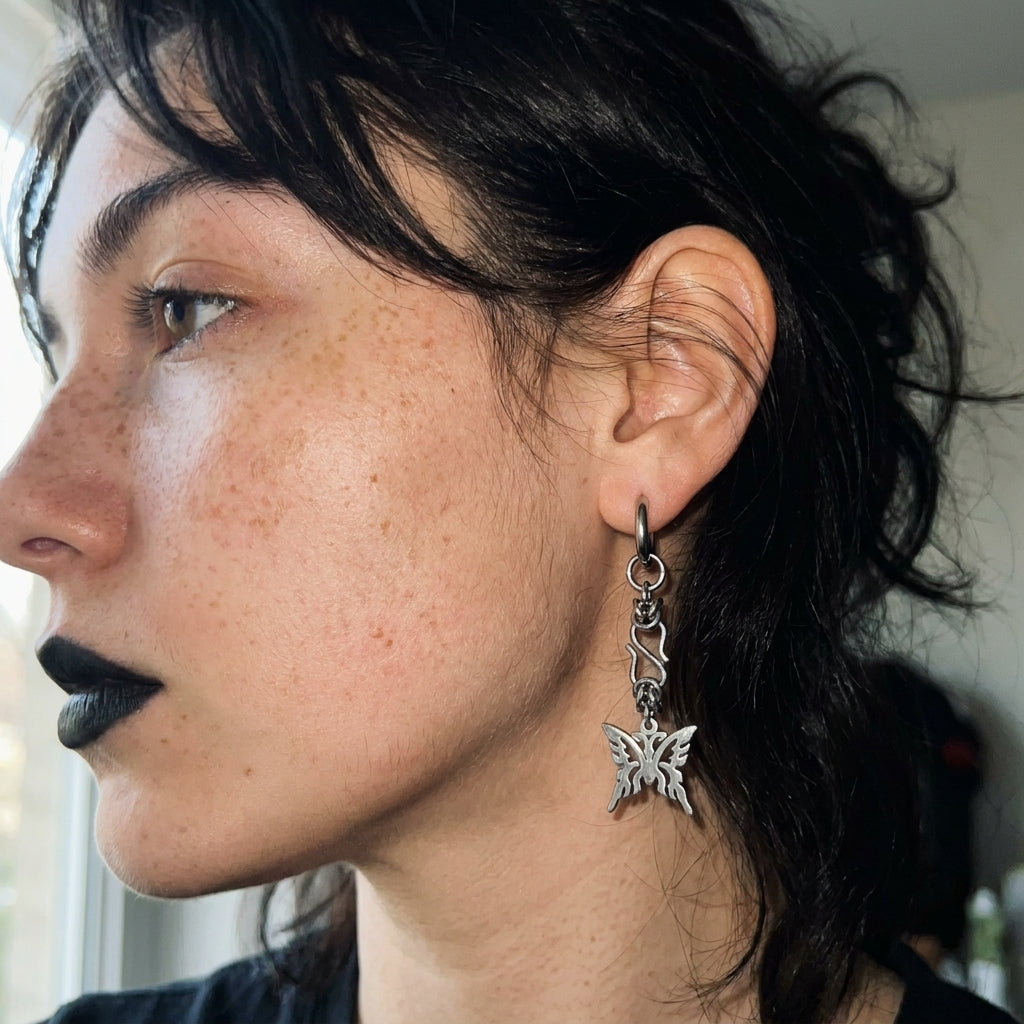 Wire Knot Tribal Butterfly Drop Earrings