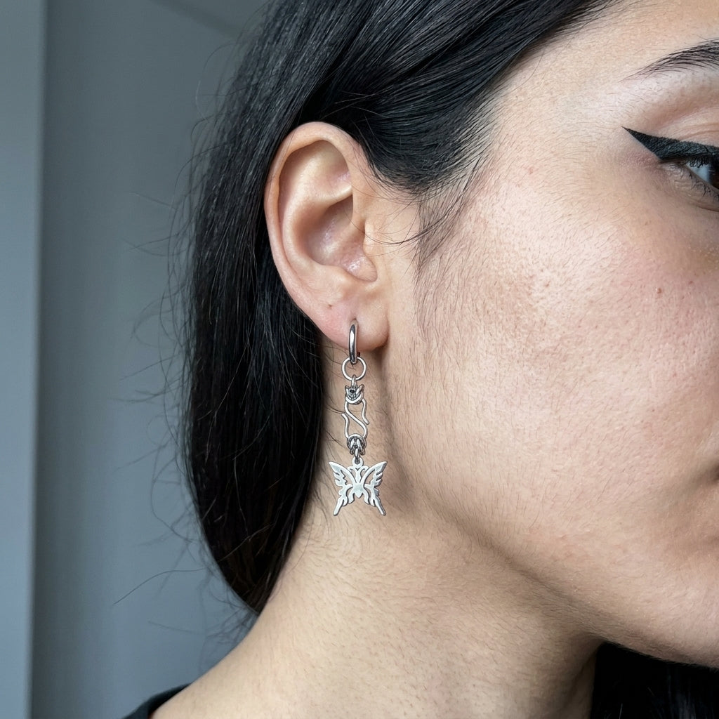 Wire Knot Tribal Butterfly Drop Earrings