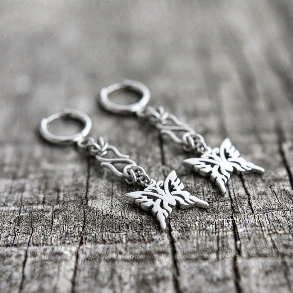 Wire Knot Tribal Butterfly Drop Earrings