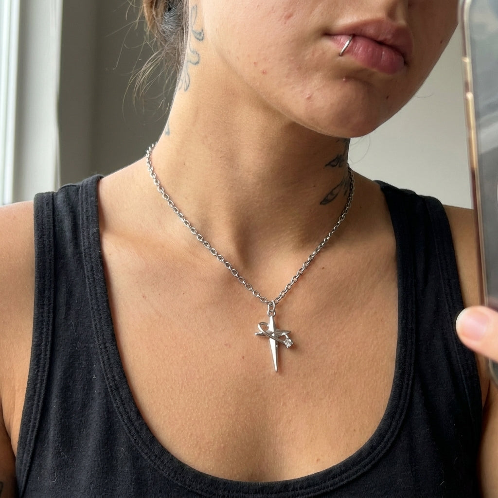 Crystal Orbit North Star Pendant Necklace