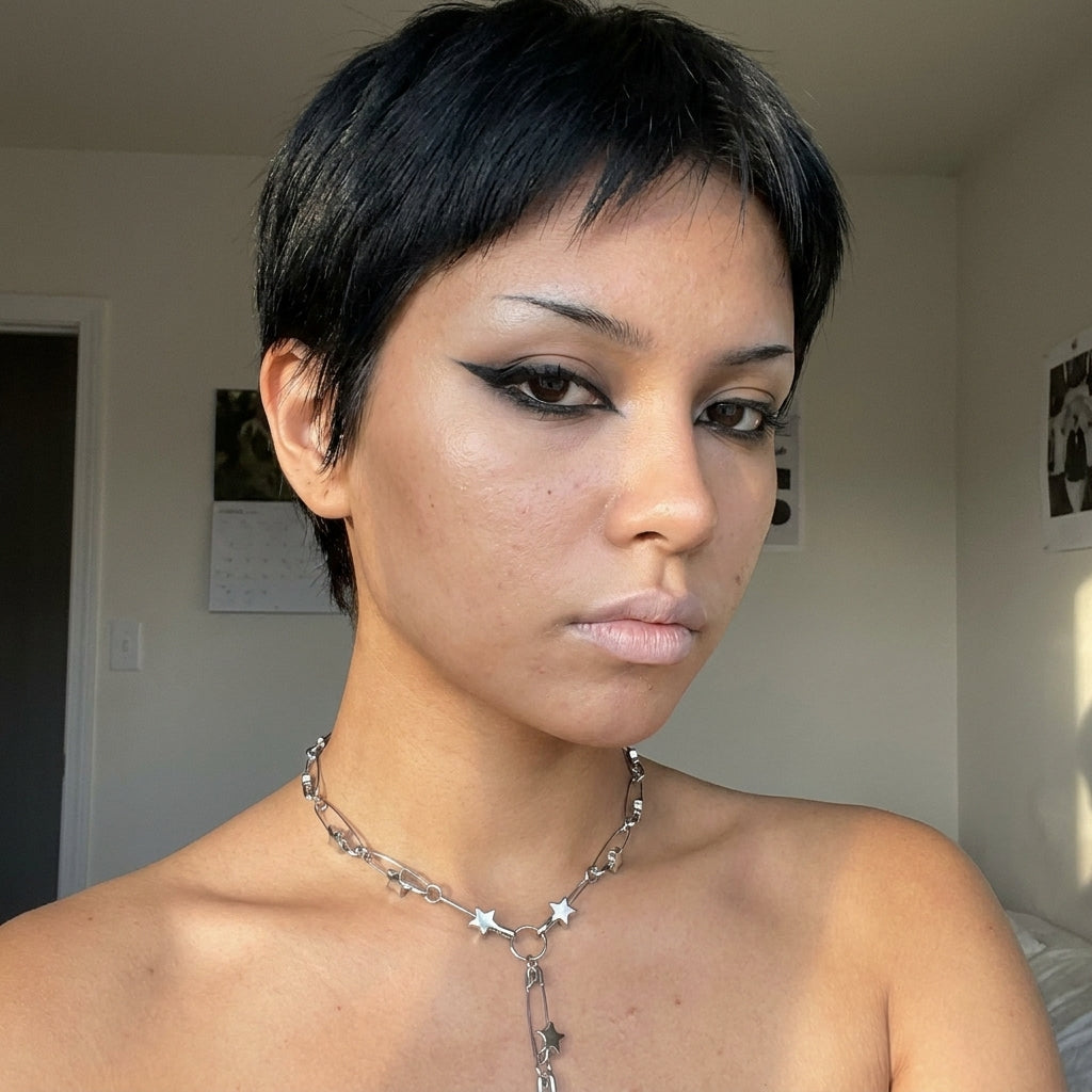 Safety Pin Star Chain Lariat Necklace