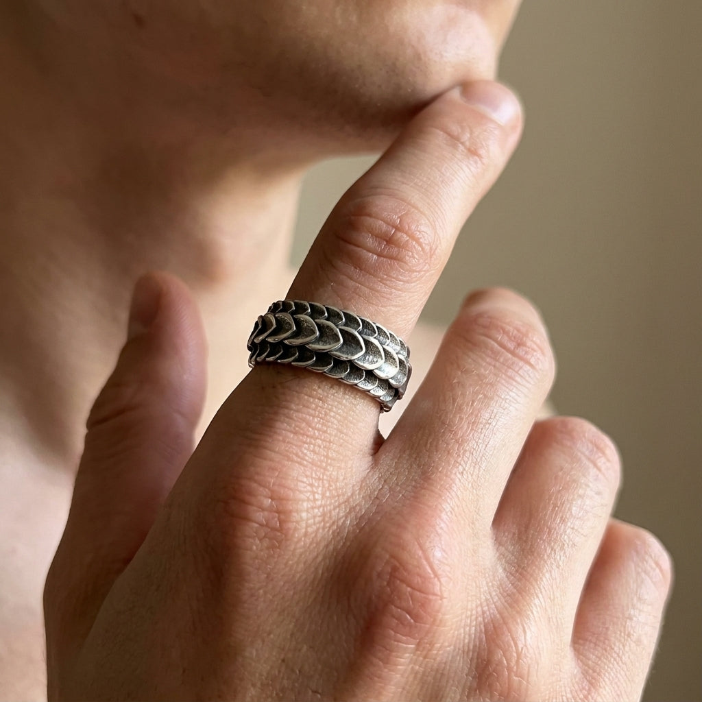 Wide Dragon Scale Band Ring
