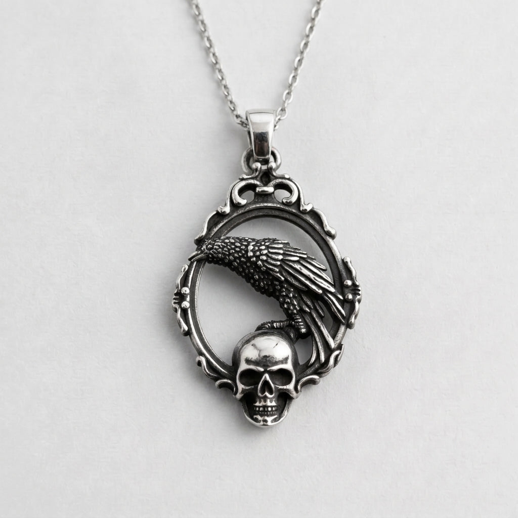 Raven & Skull Frame Necklace