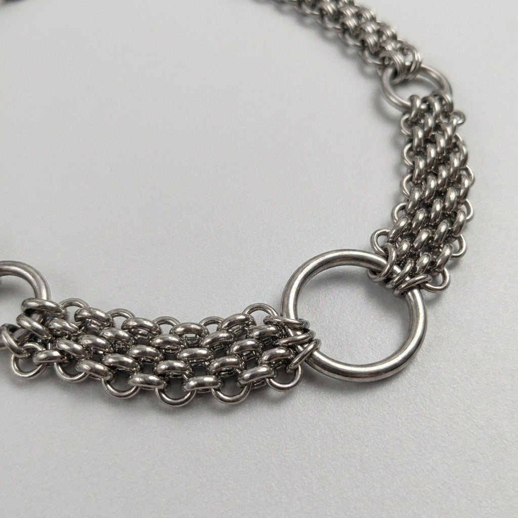 Triple O Ring Woven Chainmail Collar Necklace