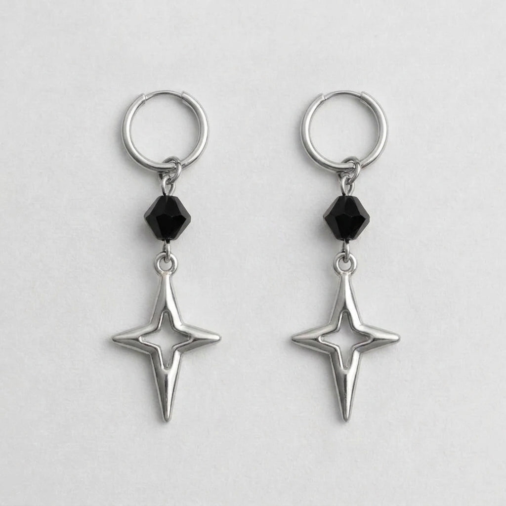 Star & Onyx Drop Earrings