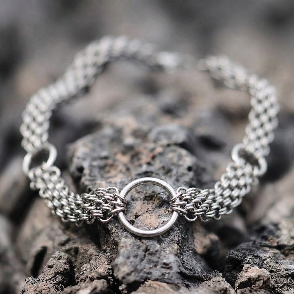 Triple O Ring Woven Chainmail Collar Necklace