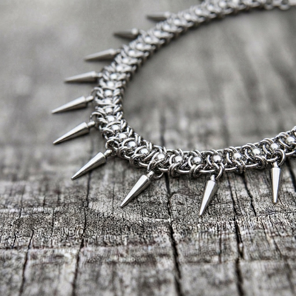 Ball Bead Byzantine Chainmail Spike Collar