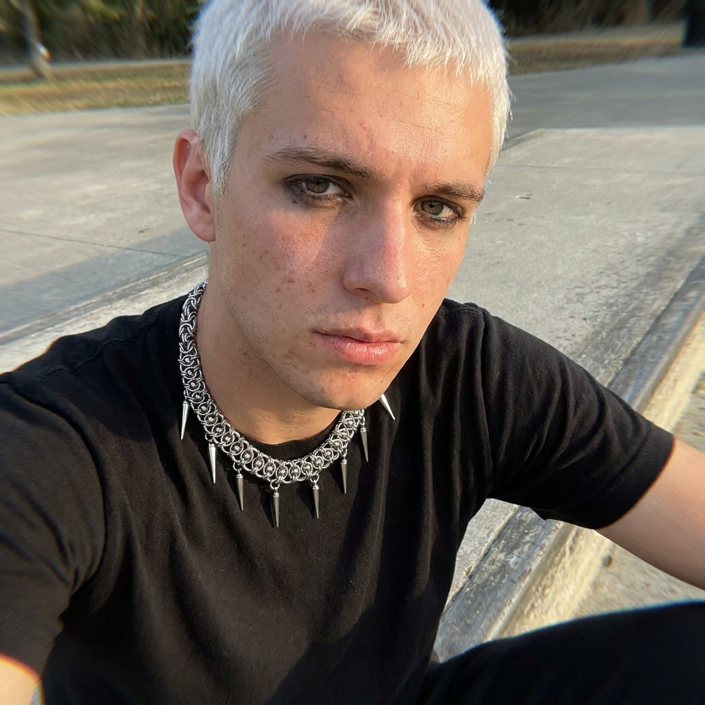 Ball Bead Byzantine Chainmail Spike Collar