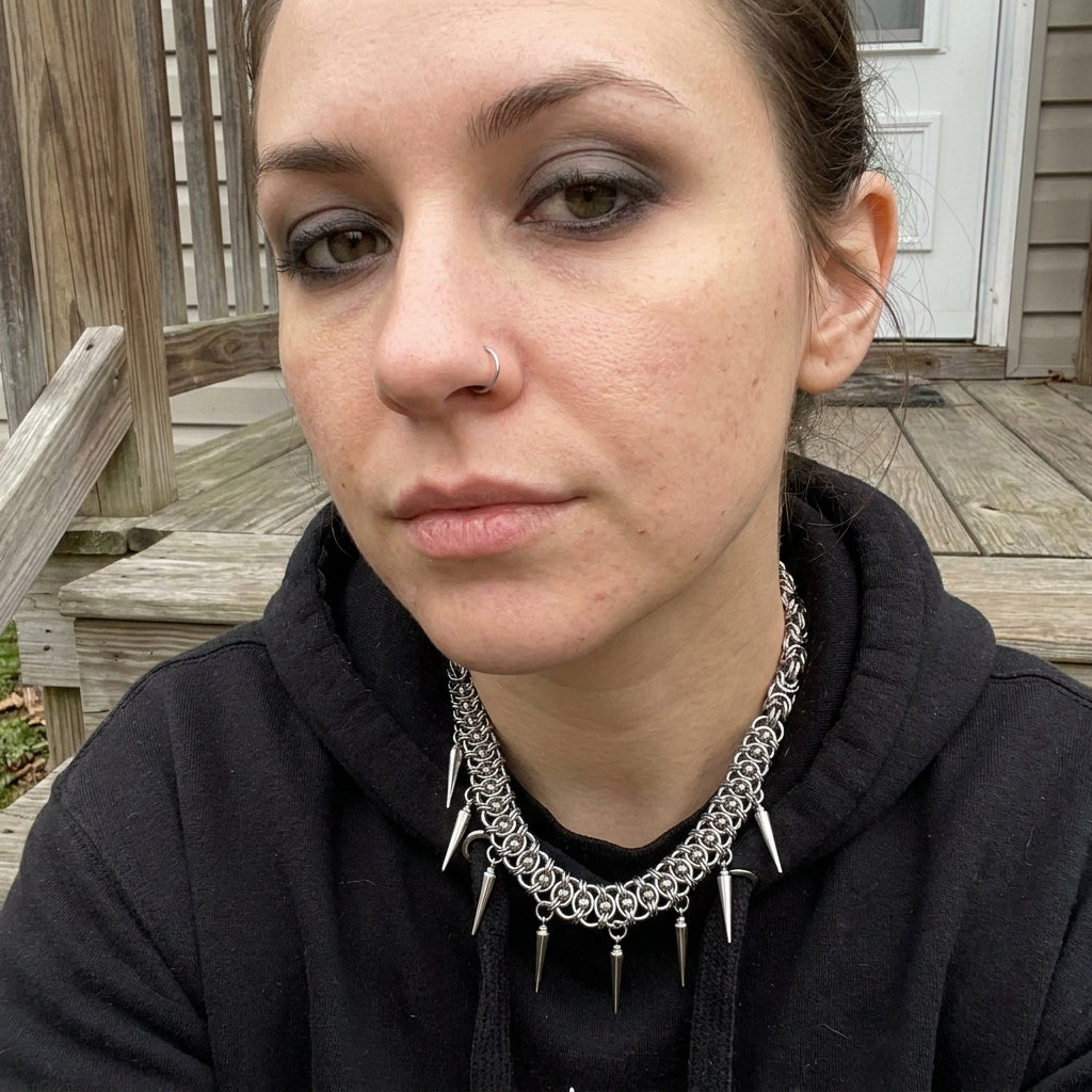 Ball Bead Byzantine Chainmail Spike Collar