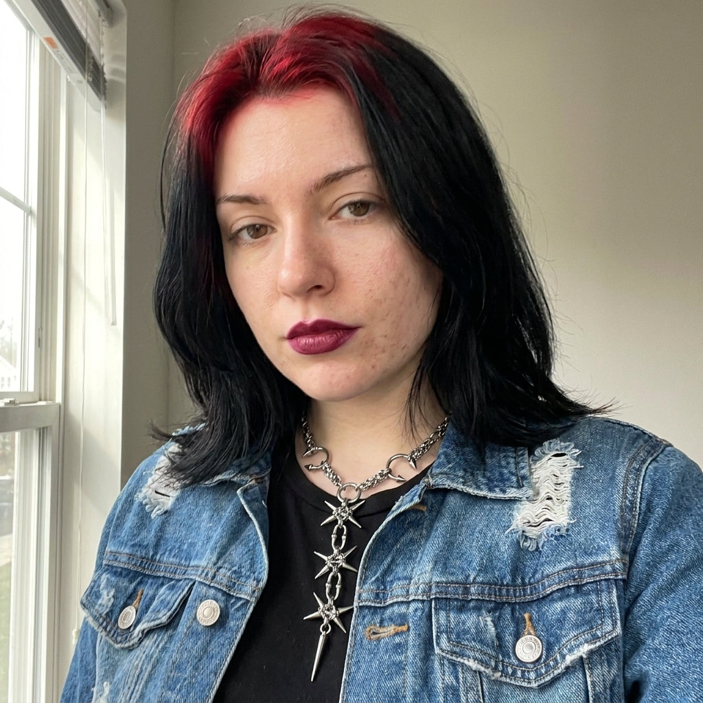 Triple Spiked Star Byzantine Lariat Necklace