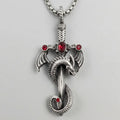 Cursed Serpent Wing Crimson Cross Necklace