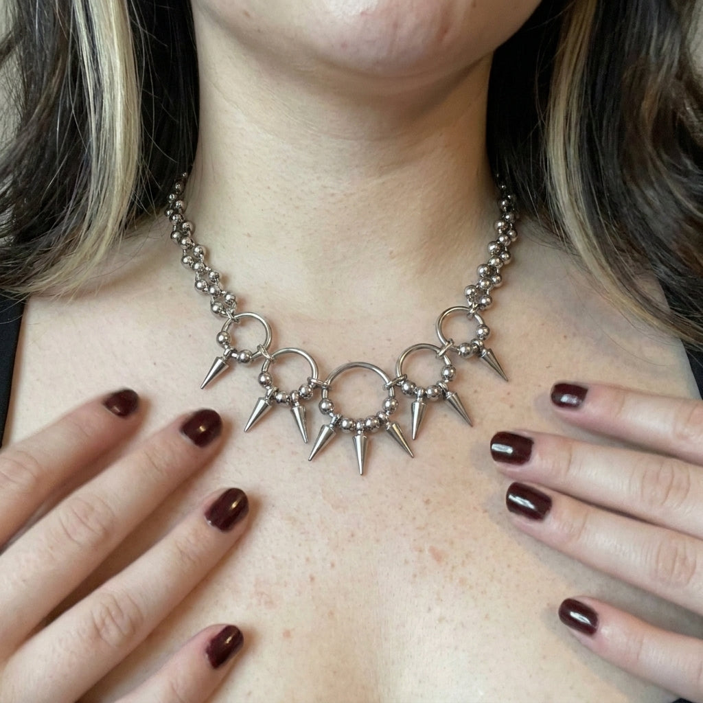 Beaded Ball Spike Necklace