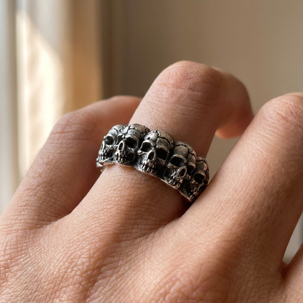 Stacked Skull Band Ring