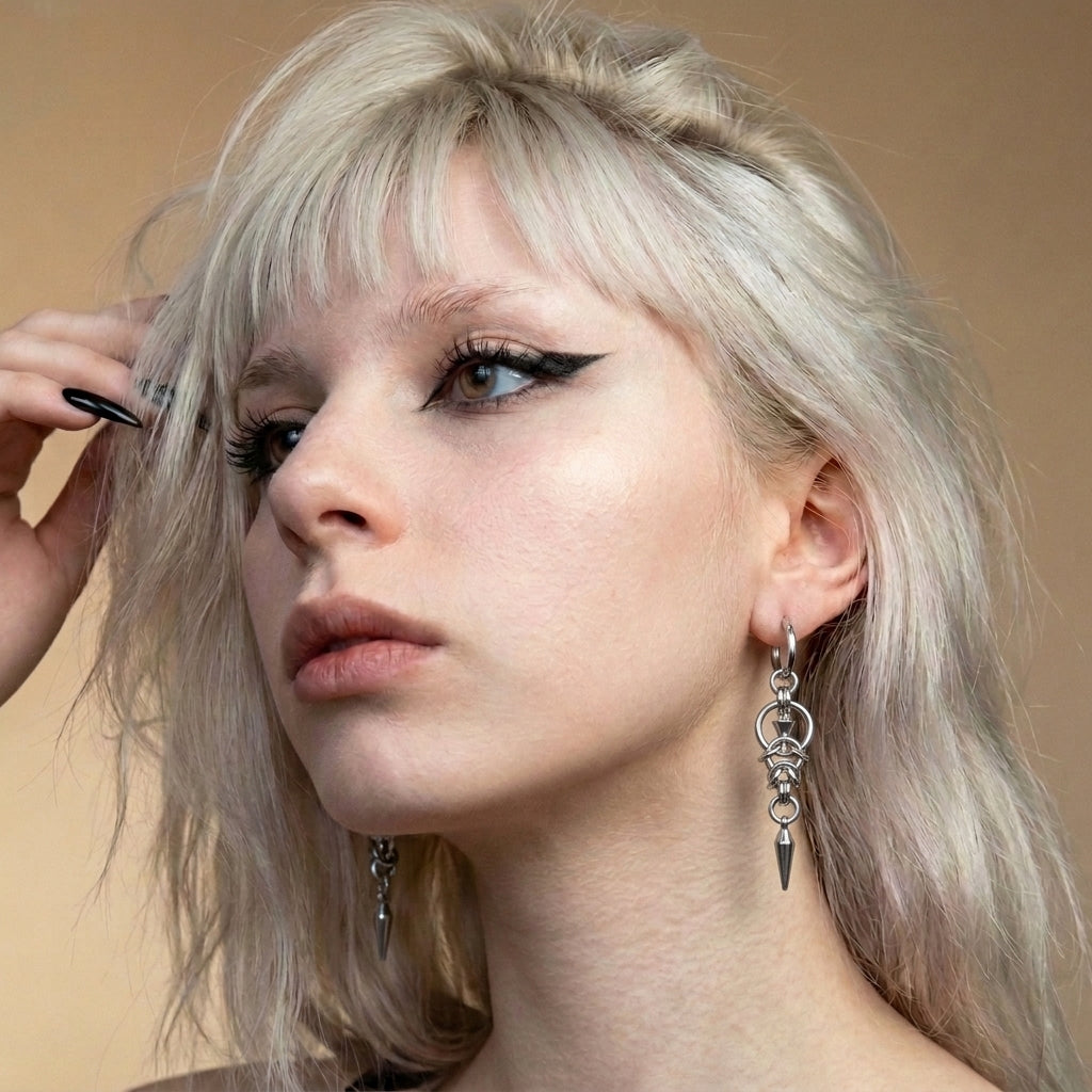 Chainmail Knot Spike Earrings