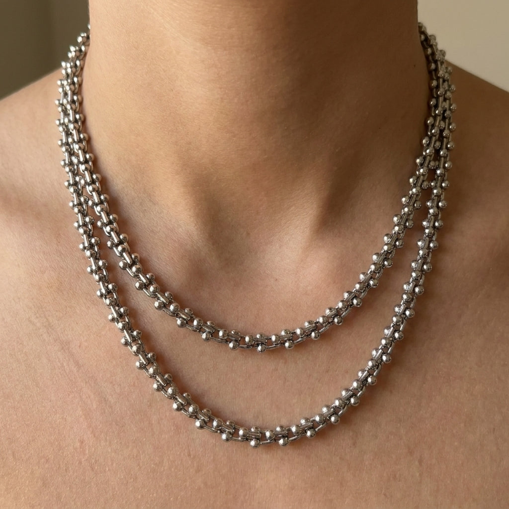 Double Strand Ball & Bar Necklace