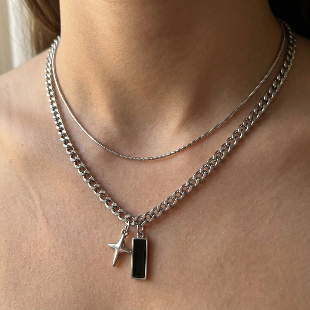 Layered Star & Bar Necklace
