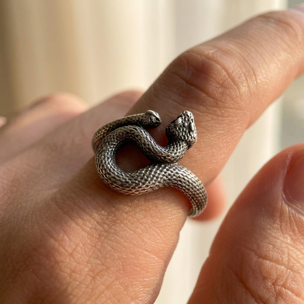 Twin Serpent Coil Ring
