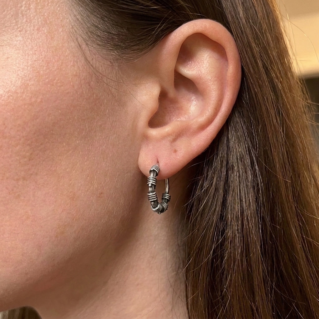 Barbed Wire Wrap Hoop Earrings