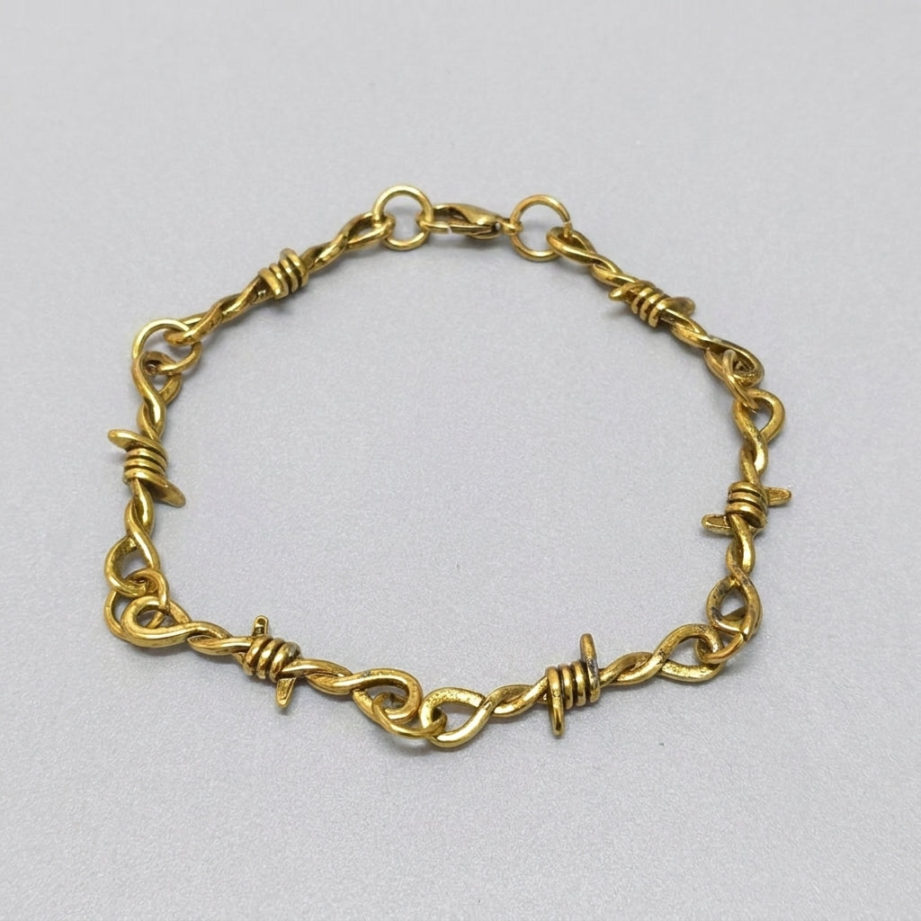 Gold Barbed Wire Chain Bracelet