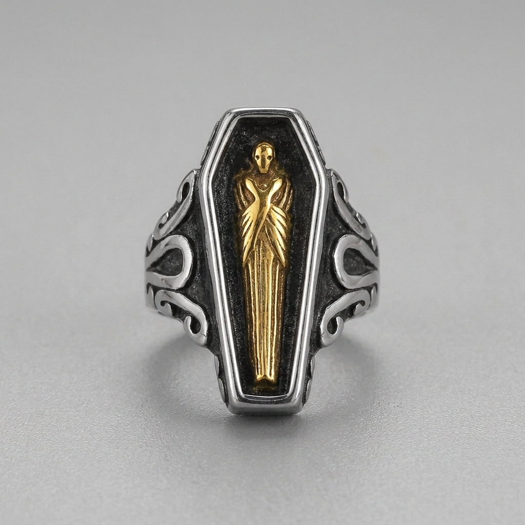 Gold Shrouded Reaper Coffin Ring