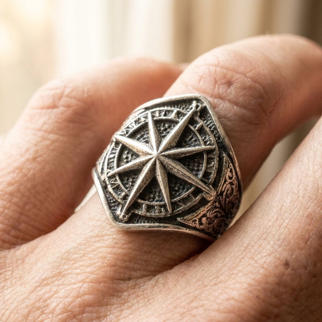 Gothic Compass Signet Ring