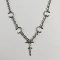 Gothic Cross Dagger Spiked Horseshoe Necklace