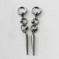 Gunmetal Orbit Bead Long Spike Earrings