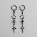 Gunmetal Star & North Star Drop Earrings