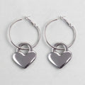 Heart Padlock Charm Hoop Earrings