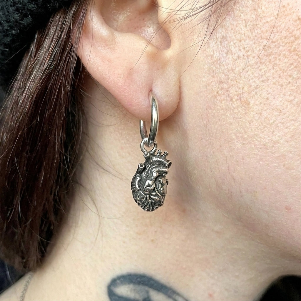 Heart Charm Hoop Earrings