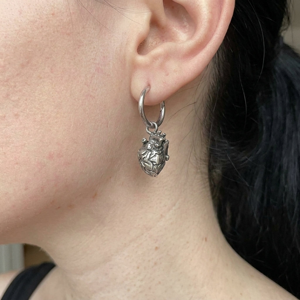 Heart Charm Hoop Earrings