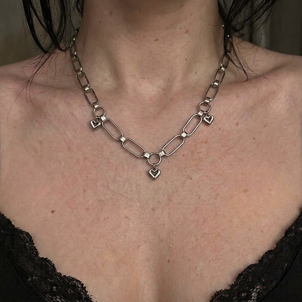 Heart Charm Paperclip Necklace