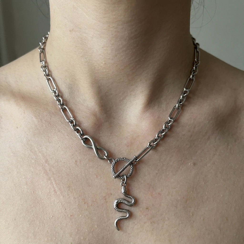 Infinity Toggle Snake Necklace