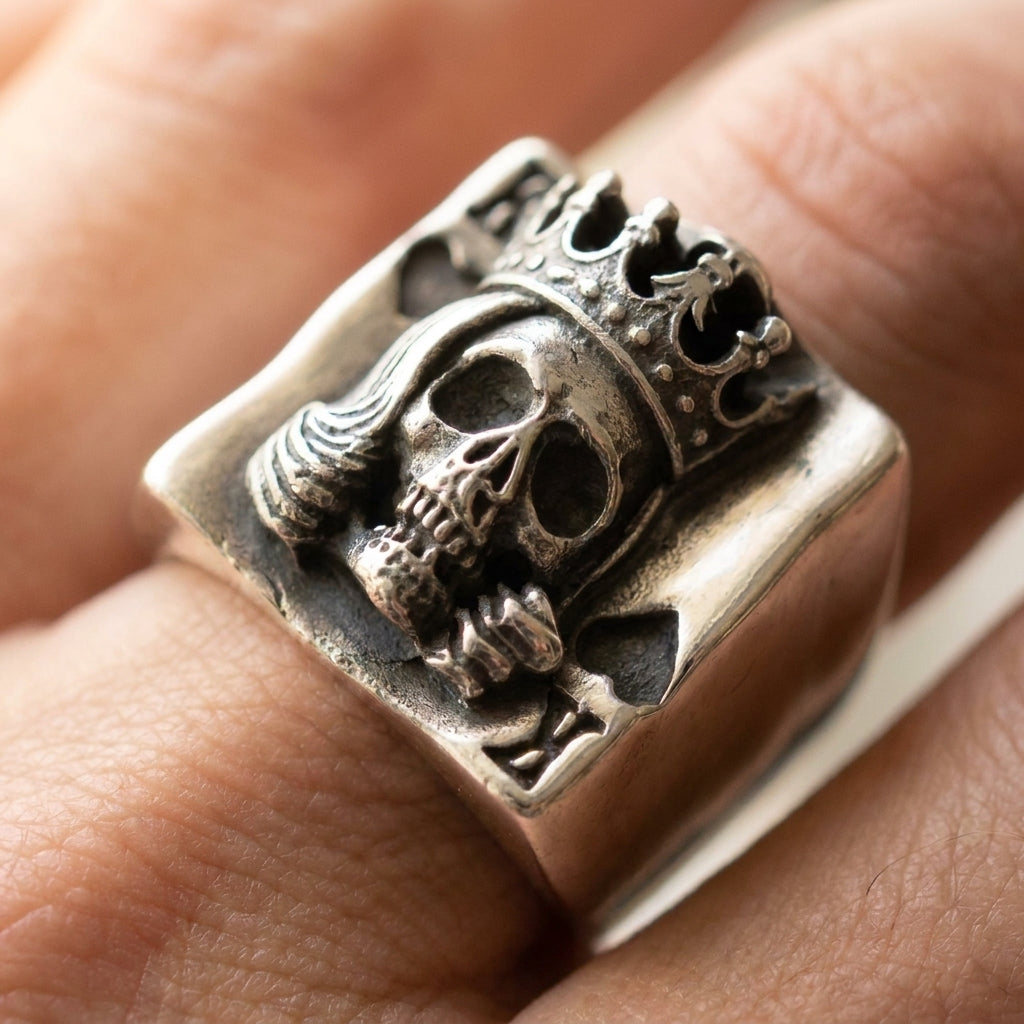 King of Spades Skull Playing Card Statement Ring