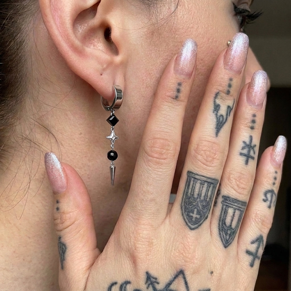 Layered Gem & Star Spike Earrings