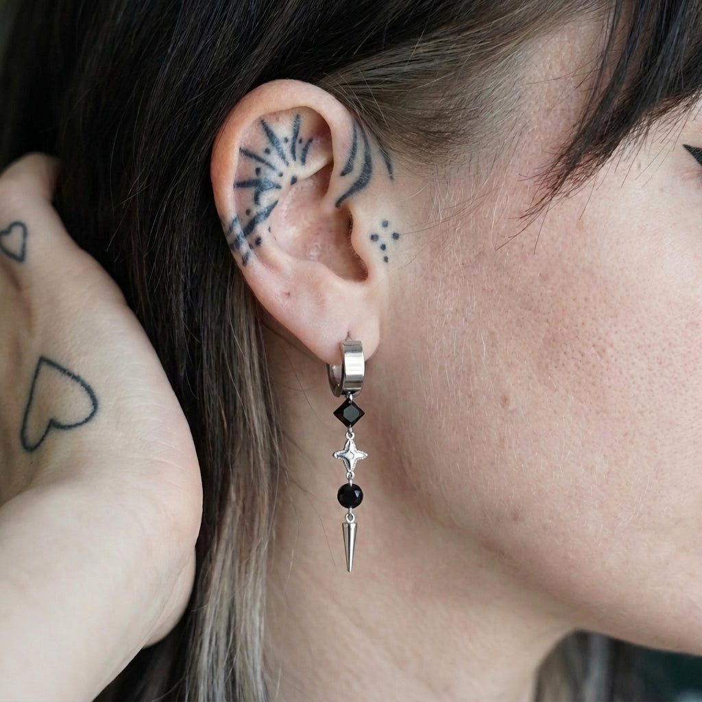 Layered Gem & Star Spike Earrings