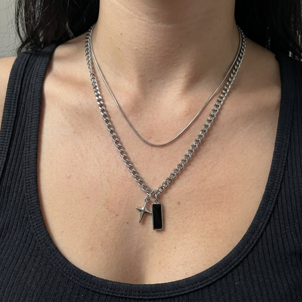 Layered Star & Bar Necklace