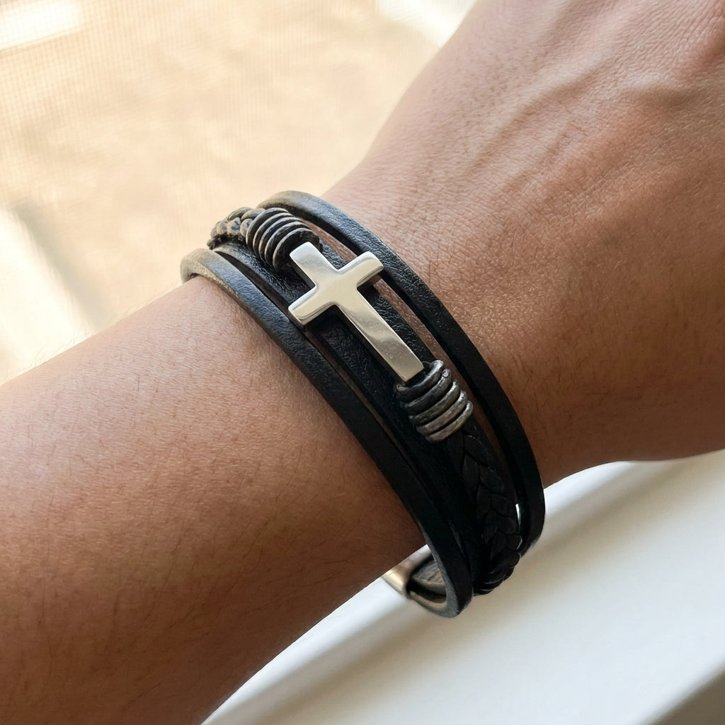 Lederarmband mit Kreuzsteg