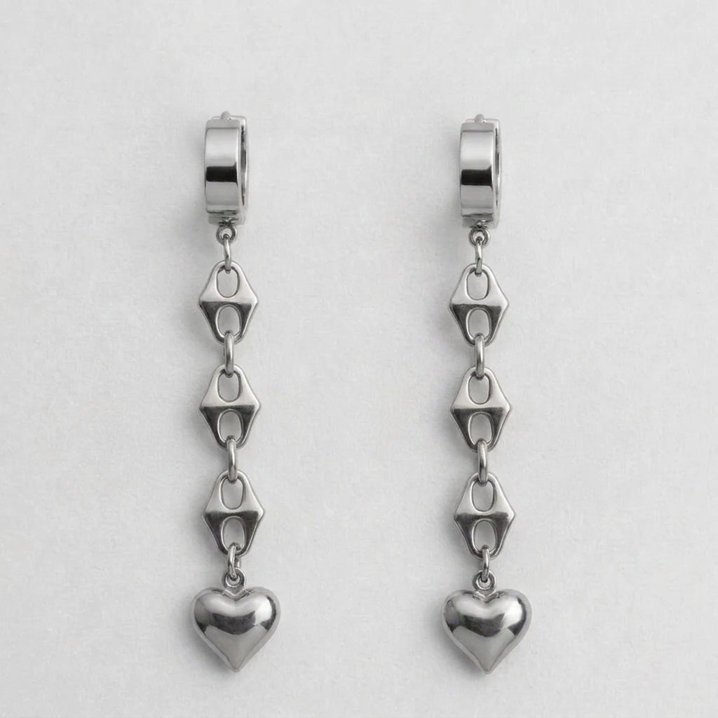 Mariner Link Puffy Heart Drop Earrings