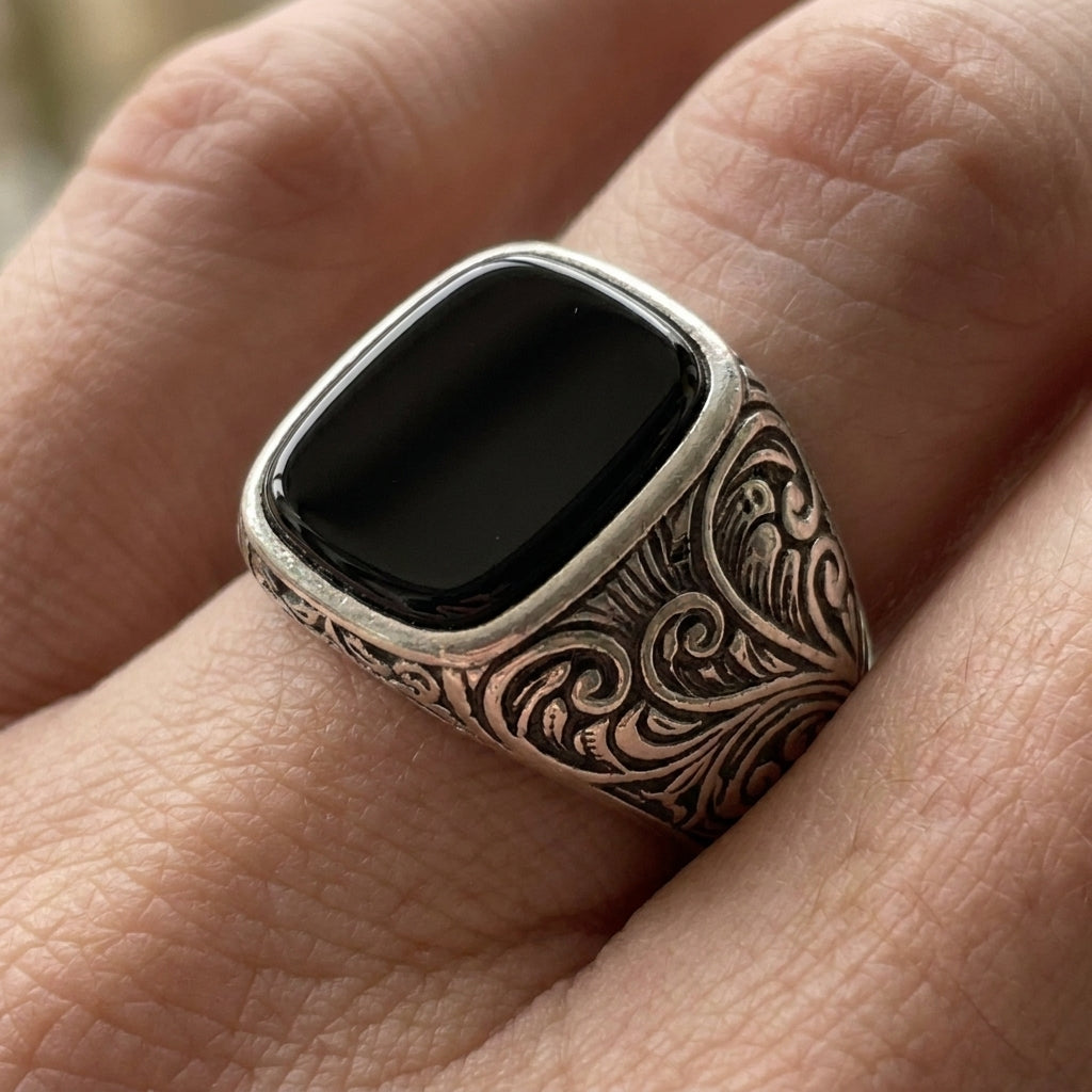 Midnight Sovereign Black Onyx Signet Ring