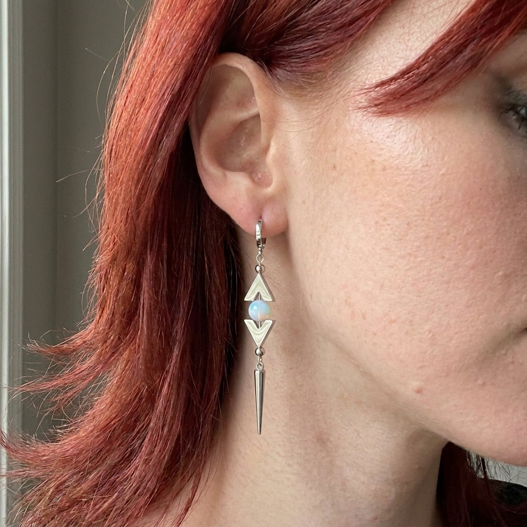 Mismatched Gemstone Arrow Earrings