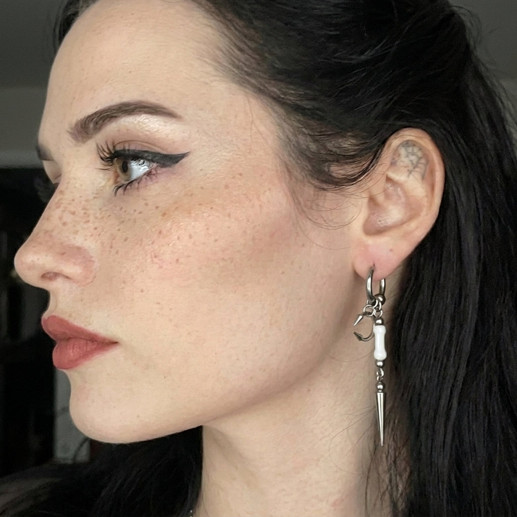 Moonstone Bead Spike Earrings